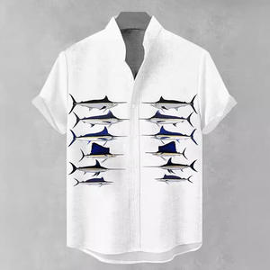 <span class=keywords><strong>Chemise</strong></span> à manches courtes pour <span class=keywords><strong>homme</strong></span>, respirante, ample, été 2024, polyester, plage, taille européenne, usine - Product Image 3