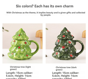 Tasses de Noël créatives, tasses à café en céramique avec motif d'arbre de Noël mignon, pour la maison, avec poignée - Product Image 2