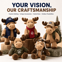 Fabricant de jouets en peluche personnalisés en forme d'élk, OEM ODM, vente en gros, animaux en peluche réalistes, poupées douces pour les mascottes de marque et les articles cadeaux
