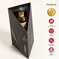 Boîte à whisky personnalisée en forme de prisme triangulaire, boîte rigide de forme spéciale avec feuille d'or, emballage vertical pour bouteille de whisky single malt