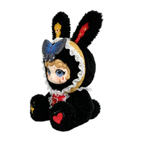 EN STOCK Vente en gros Peluche de collection Mengqi Bunny noire moelleuse avec garniture en dentelle, Cadeau de Saint-Valentin très populaire