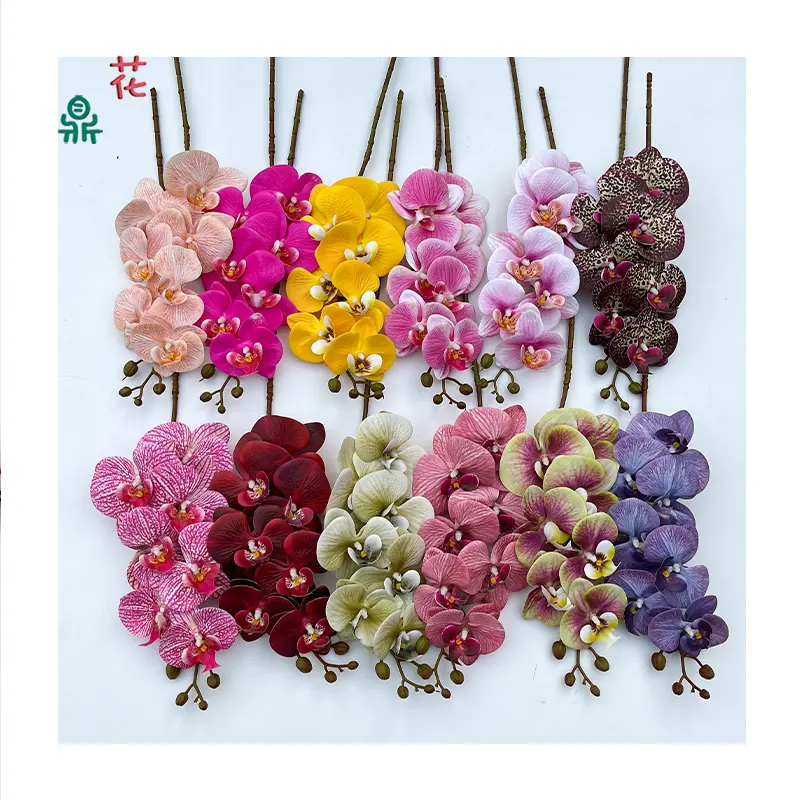 Bảy đầu phim phalaenopsis trang trí cảnh quan đám cưới hoa lụa phòng tiệc bố trí hoa nhân tạo