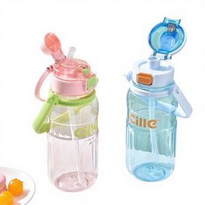 Botella <span class=keywords><strong>de</strong></span> agua Hilo <span class=keywords><strong>de</strong></span> gran capacidad, diseño atractivo, para hombres, mujeres y estudiantes, deportes al aire libre, portátil, con correa, ventosa y pajita tipo Big Belly - Product Image 2