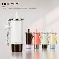 HOOMEY Tasse à paille en acier inoxydable 316 avec revêtement céramique 700 ml, anti-fuite, antibactérienne, style rétro, pour voiture, bureau, maison, voyage