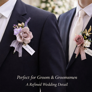 Set de 6 Boutonnieres de Boda con Flores Artificiales para Novia, Damas de Honor y Padrinos, Flor de Pecho, Flor de Muñeca, Venta al Por Mayor - Product Image 3