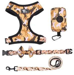 Set di imbracature reversibili per cani da compagnia in maglia stampata a 4 Set regolabili su misura all'ingrosso