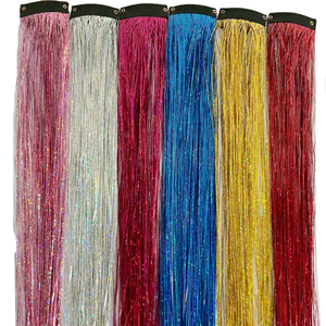 Cheveux longs et lisses de 20 pouces, paillettes brillantes, mèches de cheveux pour fête, résistantes à la chaleur, arc-en-ciel, cheveux colorés pour filles - Product Image 3