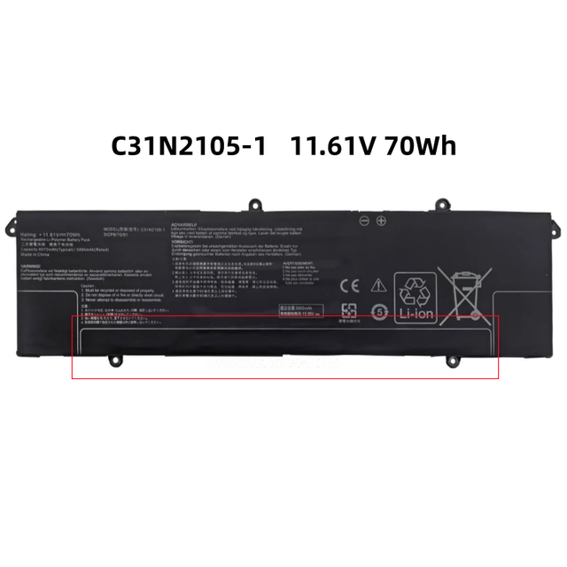 C31N2105-1 11.61V/70Wh Rechargeable Battery Pack for Asus Vivobook Pro 16 K6602Z/V K6502V ZenBook Pro14 N7401Z Notebook Battery