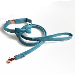 Dayanıklı gül altın toka pet malzemeleri kadife köpek yay bağları toptan köpek tasması kravat aksesuarları - Product Image 4