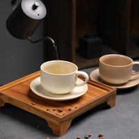 Nouveau design 270ml Vente en gros Ensemble tasse, soucoupe et assiette en céramique vintage mouchetée personnalisée