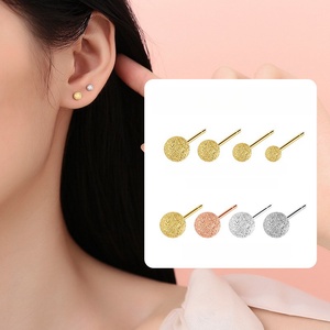 Pendientes <span class=keywords><strong>de</strong></span> Botón <span class=keywords><strong>de</strong></span> Plata <span class=keywords><strong>de</strong></span> Ley 925 con Bola <span class=keywords><strong>de</strong></span> Oro <span class=keywords><strong>de</strong></span> 18K <span class=keywords><strong>de</strong></span> 3/4/5/6 mm con Cuentas Esmeriladas para Mujer, Joyería Fina, Accesorios para Orejas - Product Image 2