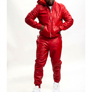Conjunto Deportivo para Hombre, Color Rojo, Poliéster, con Capucha y Cremallera, Estilo Urbano, para Otoño - Product Image 5