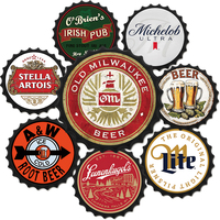 Carteles de hojalata de cerveza decorativos impresos tapas de botellas de 35cm carteles de Metal Retro Vintage para Pub Club Bar publicidad