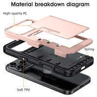 Étui portefeuille antichoc double couche robuste pour iPhone 18 17 16 Pro Max avec porte-cartes intégré et fente dissimulée pour cartes – Coque de téléphone fine