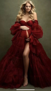 S0319X Offre Spéciale nouvelle robe en maille de maternité de haute qualité robe de séance Photo profonde <span class=keywords><strong>V</strong></span> transparent multicolore - Product Image 3