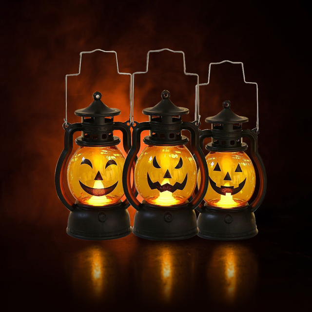 Handheld LED Pumpkin Lantern for Kids-Battery Operated Light up Halloween Decor, Indoor/Outdoor Window, Yard & Party