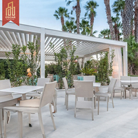 Pergola en aluminium imperméable avec auvent rétractable, éclairage LED, toit à lamelles personnalisé, pour restaurant, balcon
