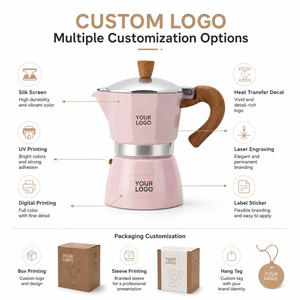 Cafetière Moka avec poignée imitation bois, 3 tasses, pour cuisinière à gaz et électrique, percolateur à café italien <span class=keywords><strong>vintage</strong></span> - Product Image 3