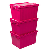 Caisses en plastique transparentes empilables et emboîtables avec couvercle attaché, conteneurs en PP pour la logistique, caisses de déménagement en plastique