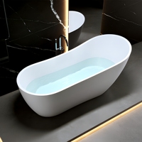 Baignoire autoportante en acrylique blanc 1,7 m, moderne, avec fonction massage et drain central, pour salle de bain d'hôtel