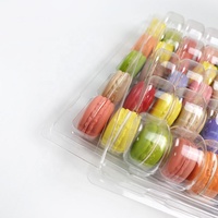 Vente en gros de boîtes de présentation en plastique pour macarons, 50 emplacements, boîte en PET transparente pour desserts, biscuits, gâteaux