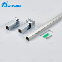 Installation facile Connecteur de tube chromé pour salle de bain Quincaillerie de porte de douche Barre de support de porte de douche en acier inoxydable