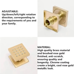 Sistema Doccia Termostatico da 12 Pollici con Soffione Quadrato Effetto Pioggia in Ottone Spazzolato Dorato e 6 Getti Idromassaggio - Product Image 5