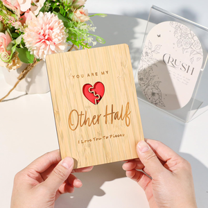 Tarjeta de Aniversario de Madera con Diseño de Rompecabezas de Corazón, Regalo Romántico para Esposa/Esposo/Novia/Novio - Product Image 5