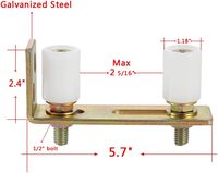 Double rouleaux en nylon Support de poteau en L réglable pour portes coulissantes roulantes 2-5/16 "Capacité maximale Pack Accessoires de fenêtre
