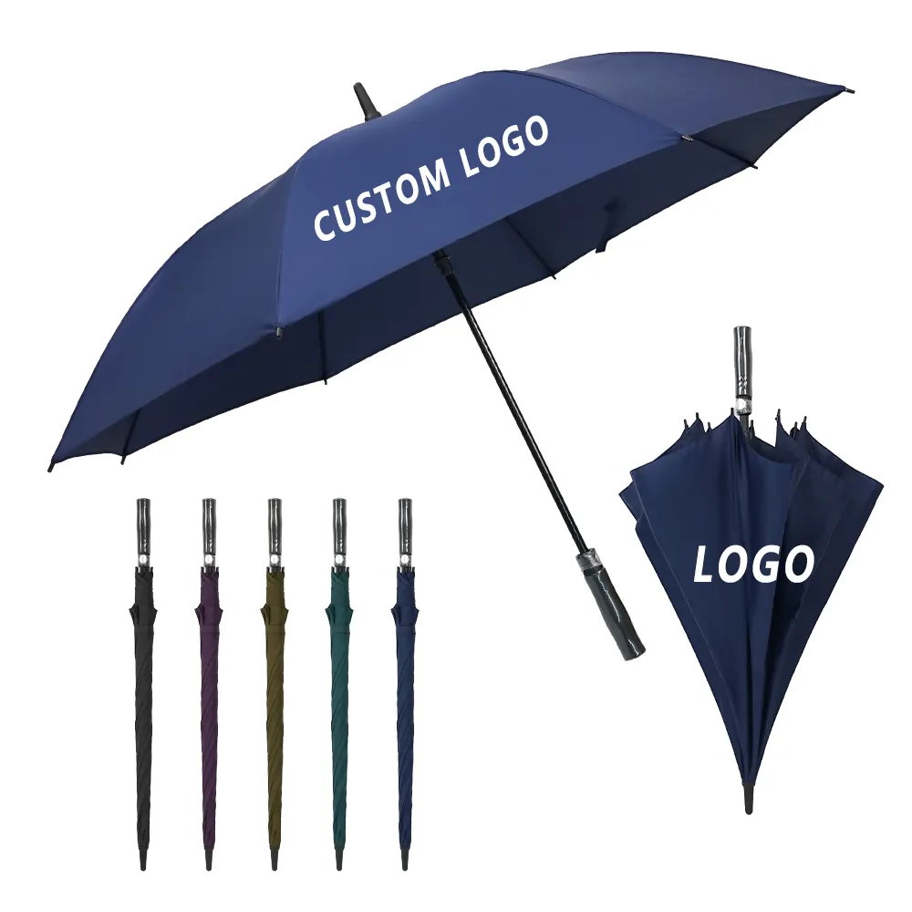 Custom Logo Grote Golfparaplu Automatische Groothandel Winddichte Bescherming Paraplu Dubbele Laag Merk Golfparaplu