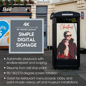 Lecteur multimédia numérique Speck 4K Ultra-HD pour clés USB et cartes MicroSD, affichage numérique, H.265/<span class=keywords><strong>HEVC</strong></span> H.264/AVC MP4 <span class=keywords><strong>MKV</strong></span> - Product Image 3