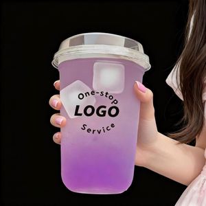 Gobelets en plastique transparent givré de 90 mm avec couvercles, impression de logo personnalisée, jetables, pour thé boba, jus, boissons, moulage par injection PP - Product Image 2
