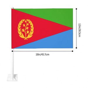Drapeau de voiture érythréen double face en polyester 12x18 pouces pour vitre de voiture – Vente en gros - Product Image 3