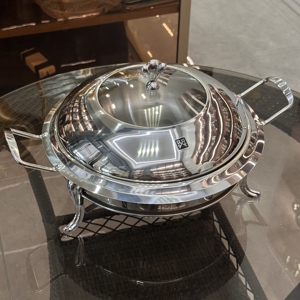 Set di Scaldavivande Rotondi in Acciaio Inox per Buffet di Hotel, Dorati e Argentati, per Feste ed Eventi - Product Image 3