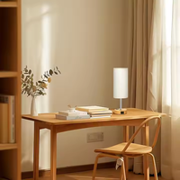 USB C + Port de charge LED Lampe de table avec abat-jour en tissu de lin Corps en fer Prise européenne pour la décoration de chambre/salon