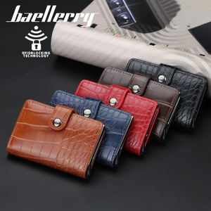 Baellerry Men's Crocodile Pattern Card Holder Pu Leather Anti <b>Rfid</b> Multi Slot Automatic Pop Up <b>Wallet</b> For Credit Cards - Product Image 4