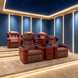 ชุดโซฟาปรับเอนหนังแท้ระดับวีไอพีสุดหรู สำหรับโรงภาพยนตร์เชิงพาณิชย์ โฮมเธียเตอร์ และโบสถ์ พร้อมที่นั่งปรับเอนแบบเลื่อน - Product Image 1