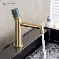 Robinet mélangeur chaud/froid à bec cannelé avec poignée en jade, robinet d'eau moderne, équipement sanitaire, matériau de construction, robinet de lavabo de salle de bain