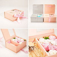 Boîte Cadeau Pliable en Papier de Luxe avec Logo Personnalisé pour Fleurs, Cartes, Bouquet Floral, Saint-Valentin et Noël