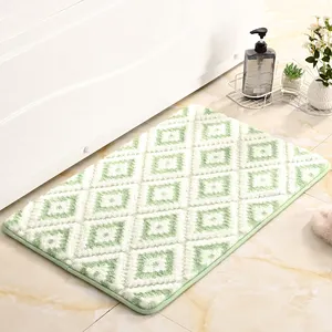 Quick Dry PVC Microfiber Absorbent Mat Non Slip Micro Polyester Tufted Bathmats Rug Knitted Fabric Lozenge Effect Bath Mat