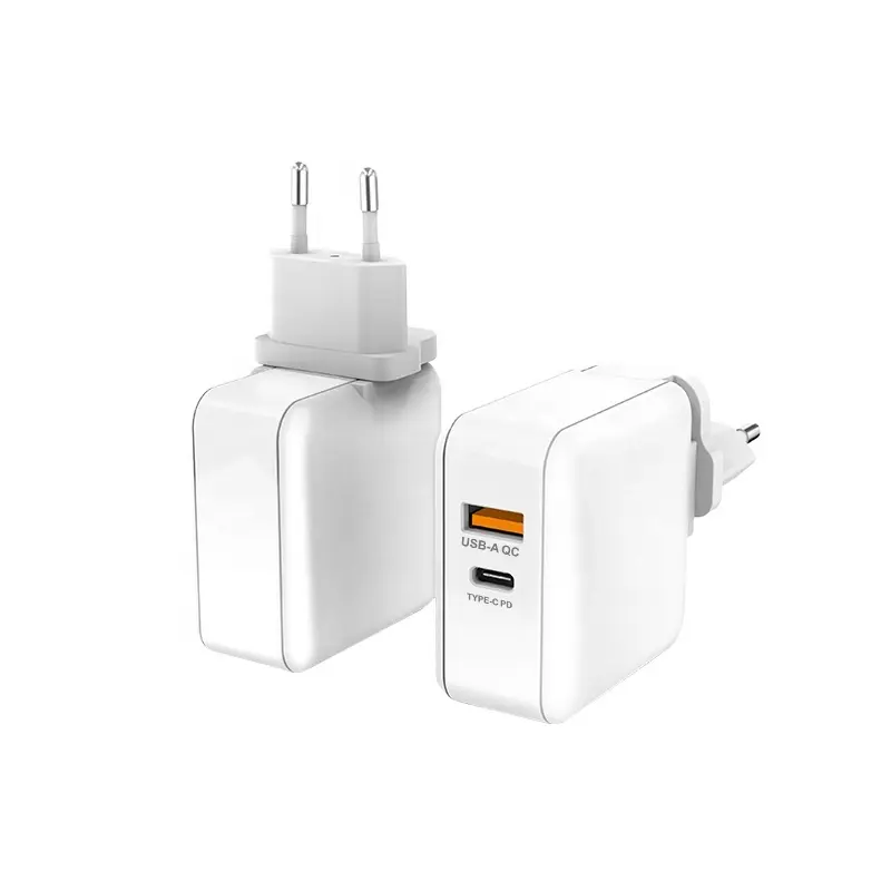 65W charger Fast gan Charger Adapter USB C USB A 2 ports wall Charger for iPhone with Interchangeable UK EU US AU Plugs