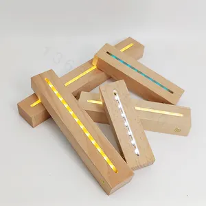 240mm 단단한 나무 직사각형 야간 조명베이스 아크릴 접시 DIY 액세서리 LED 야간 조명