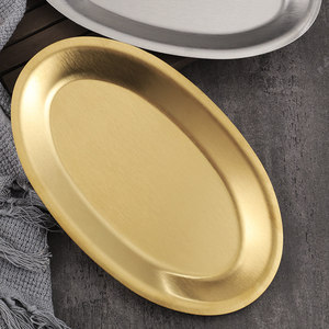Stainless Steel Oval Plate 304 Gold Color Deep Dish For Food Serving Party Use - Product Image 2