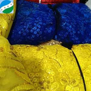Large <strong>Quantity</strong> Woven <strong>100</strong>%<strong>polyester</strong> Embroider Sequins Soft Mesh Fabric Stock Lot - Product Image 2