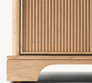 Comodino Moderno di Lusso Contemporaneo con 3 Cassetti in Legno Massello, Personalizzabile, Resistente, con Finitura a Doghe Francese - Product Image 4