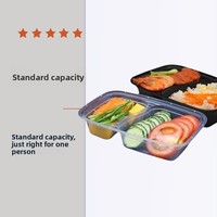 Boîte à lunch jetable transparente à double compartiment, style américain, design de pochette à compartiments séparés, compatible micro-ondes