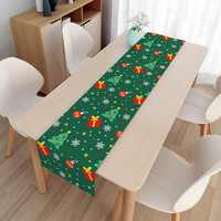 Nouvelle Nappe de Noël Moderne Faite à la Main Imprimée Imperméable en Lin, Chemin de Table Long Décoratif pour les Fêtes Transfrontalières