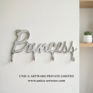 Modern Metal <b>Wall</b> <b>Hooks</b> Princess Word Design Decorative Hanging Rack for <b>Keys</b> Bags & Kids Room Organizer at Best Price - Product Image 1