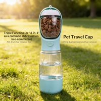 Bouteille d'eau pour chien multifonctionnelle modulaire en plastique PET de qualité alimentaire sans BPA, anti-fuite à un bouton, 3 en 1, portable pour les voyages