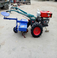 Arado de Surco Simple y Doble Arrastrado, Tractor de Trabajo a Pie con Motor Diésel de Alta Potencia